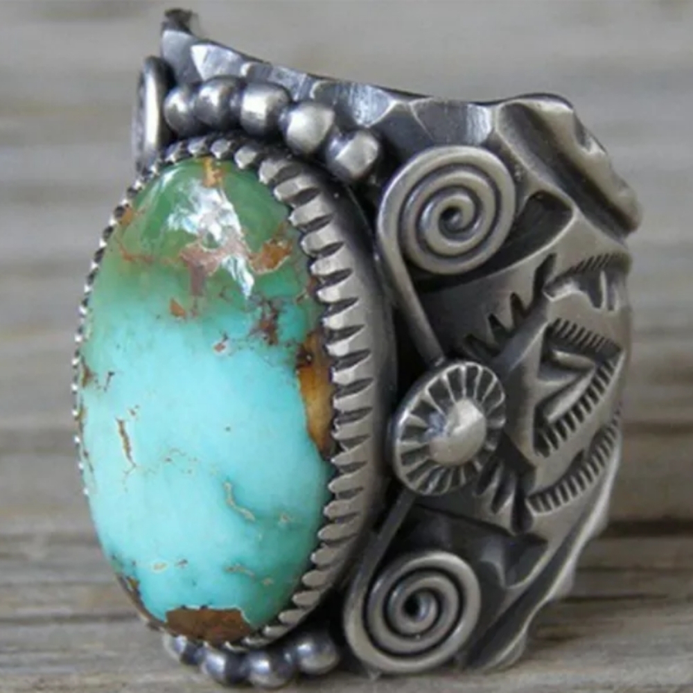 Tibetan silver turquoise ring size 7